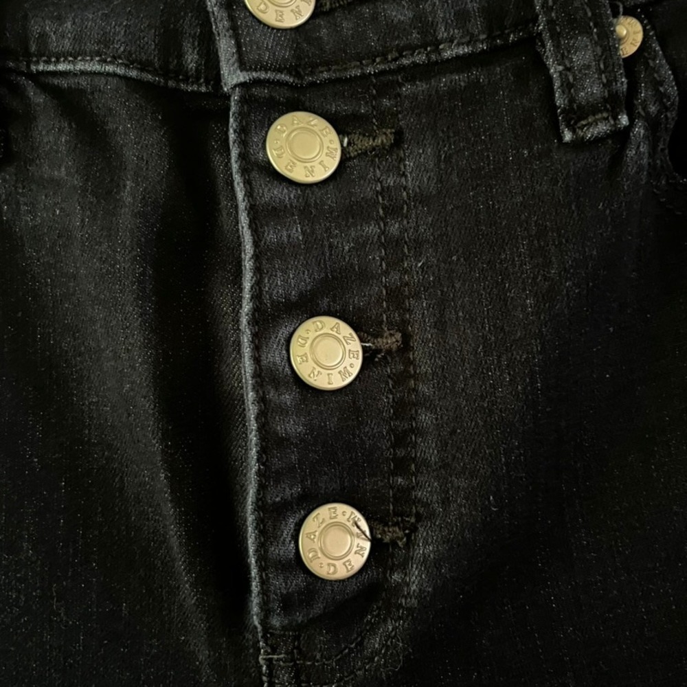 Daze Denim Dark Blue Wash High Rise Cropped Kick Flare Jeans Button Fly size 29 - Picture 4 of 11